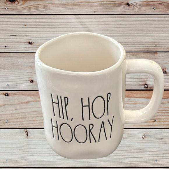 Rae Dunn “Hip, Hop Hooray” White Mug Easter New - Picture 2 of 3
